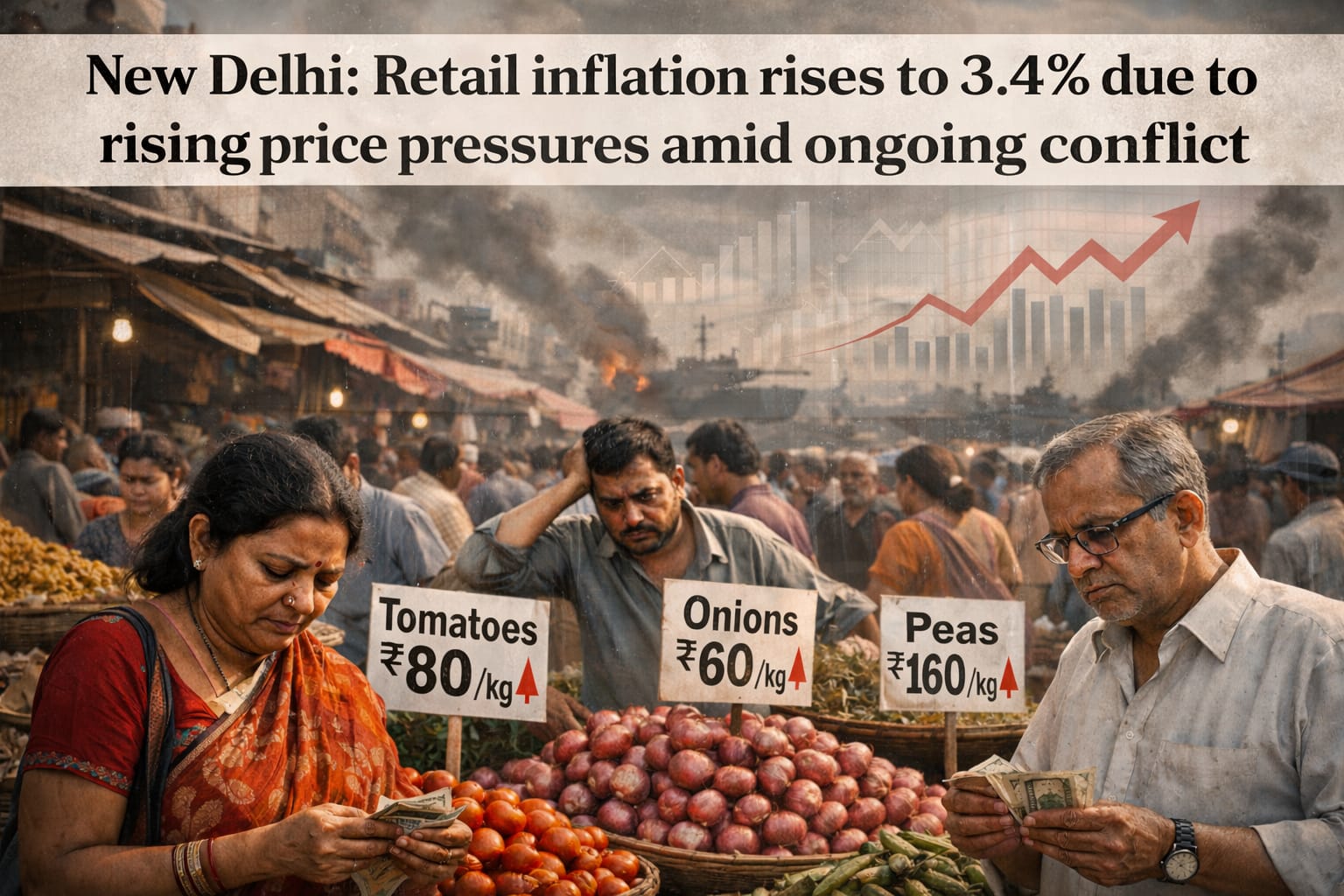Inflation Edges Up to 3.4%, Middle East Conflict and Weak Monsoon Pose Risks